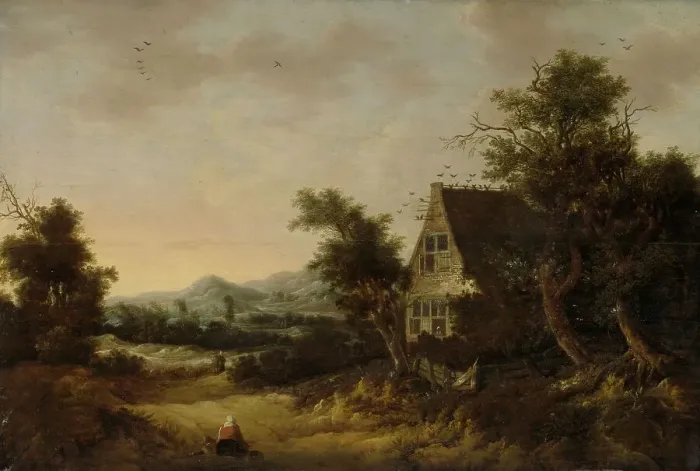 Framed Print : Hilly Landscape with Peasant Cottage, 1653. Creator: Cornelis van Zwieten Framed Print : Hilly Landscape with Peasant Cottage, 1653. Creator: Cornelis van Zwieten