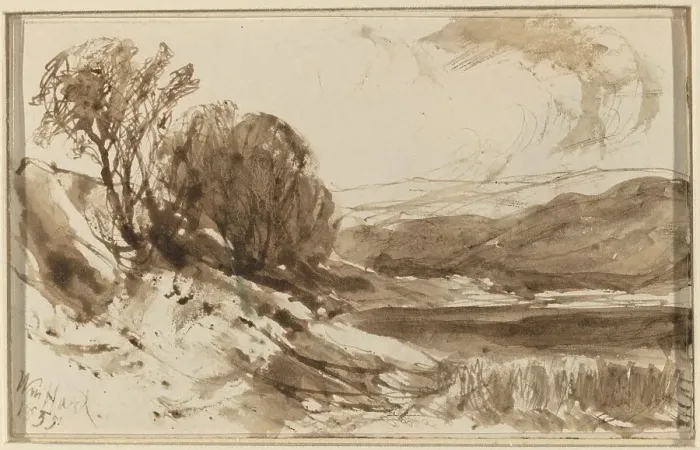 Framed Print : Hilly Landscape with Trees, 1855. Creator: William Hart Framed Print : Hilly Landscape with Trees, 1855. Creator: William Hart