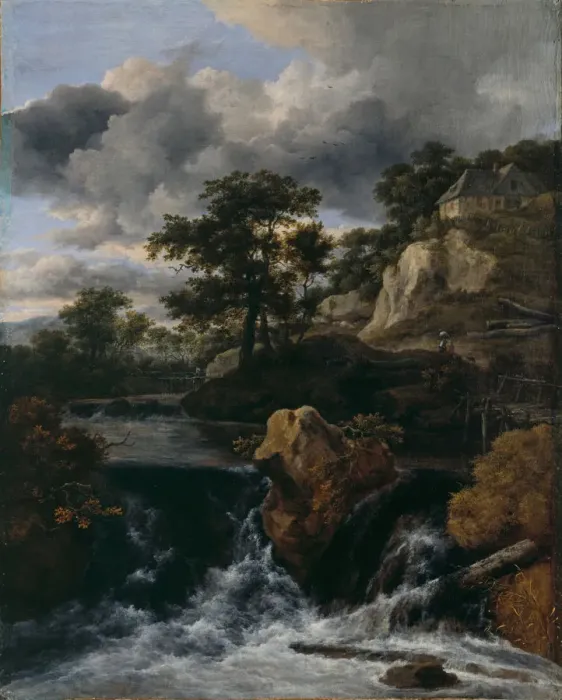 Framed Print : Hilly landscape with a waterfall. Artist: Ruisdael, Jacob Isaacksz, van (1628 / 29-1682) Framed Print : Hilly landscape with a waterfall. Artist: Ruisdael, Jacob Isaacksz, van (1628 / 29-1682)
