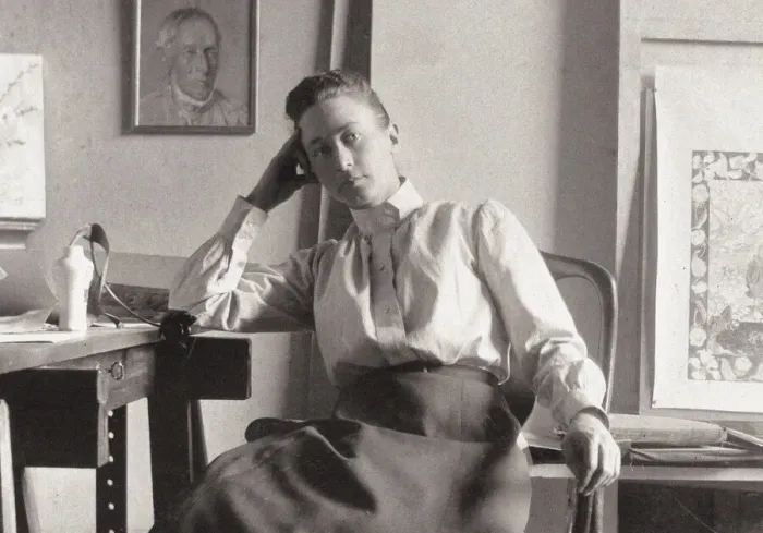 Framed Print : Hilma af Klint in her studio at Hamngatan, Stockholm, c. 1895. Creator: Anonymous Framed Print : Hilma af Klint in her studio at Hamngatan, Stockholm, c. 1895. Creator: Anonymous