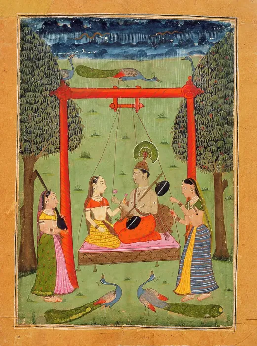 Framed Print : Hindola Raga, Folio from a Ragamala (Garland of Melodies), c1700 or earlier. Creator: Unknown Framed Print : Hindola Raga, Folio from a Ragamala (Garland of Melodies), c1700 or earlier. Creator: Unknown