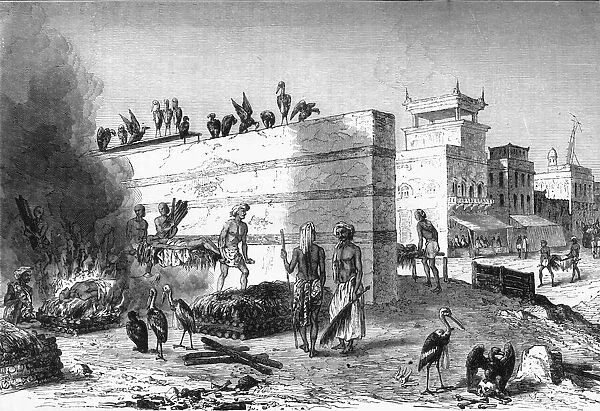 Hindoo Funeral Rites in Calcutta, c1891. Creator: James Grant