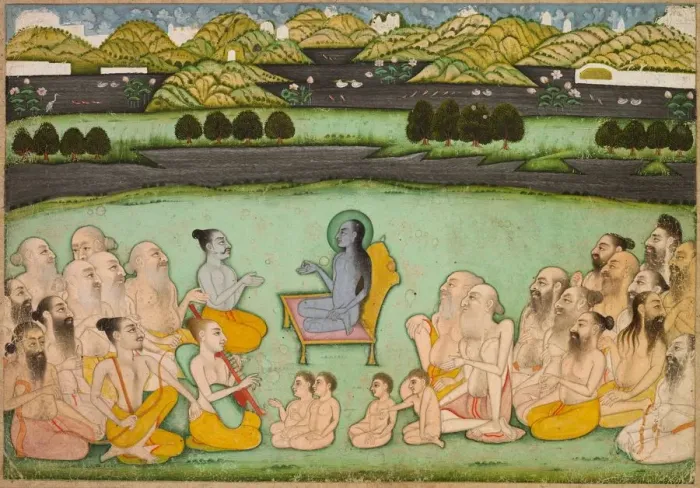 Framed Print : Hindu God Krishna Talking to Elders, c. 1800. Creator: Unknown Framed Print : Hindu God Krishna Talking to Elders, c. 1800. Creator: Unknown