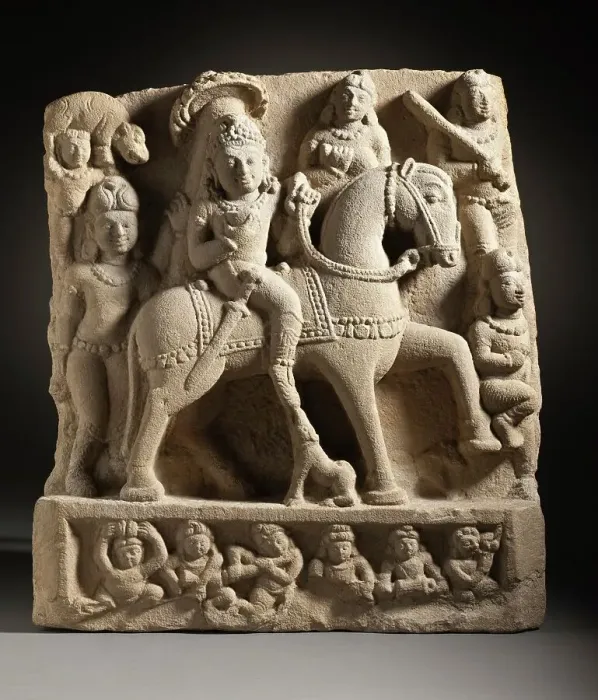 Framed Print : The Hindu God Revanta and Companions, early 7th century. Creator: Unknown Framed Print : The Hindu God Revanta and Companions, early 7th century. Creator: Unknown