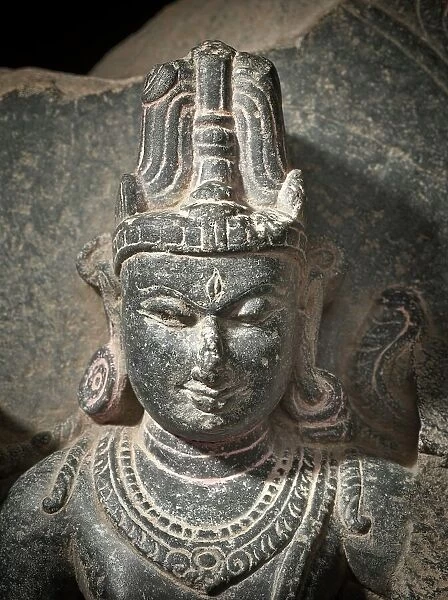 The Hindu Gods Vishnu, Shiva, and Brahma - detail, 10th century. Creator: Unknown