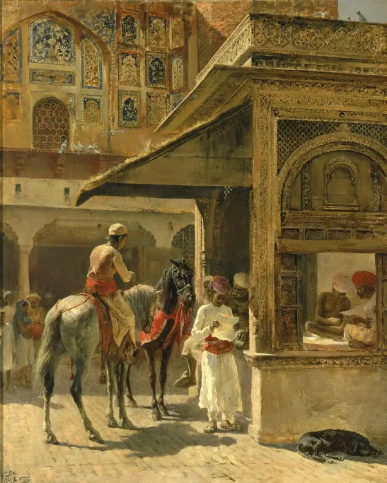 Framed Print : Hindu Merchants, ca. 1885. Creator: Edwin Lord Weeks Framed Print : Hindu Merchants, ca. 1885. Creator: Edwin Lord Weeks