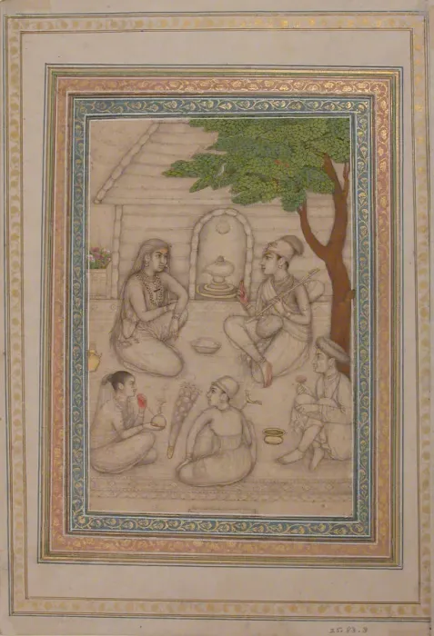 Framed Print : Hindus Conversing before a Shrine, 17th century. Creator: Unknown Framed Print : Hindus Conversing before a Shrine, 17th century. Creator: Unknown