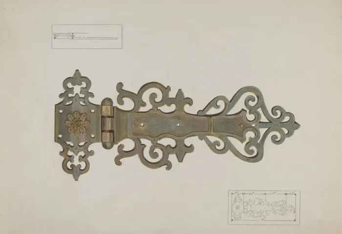 Framed Print : Hinge, c. 1937. Creator: Verna Tallman Framed Print : Hinge, c. 1937. Creator: Verna Tallman