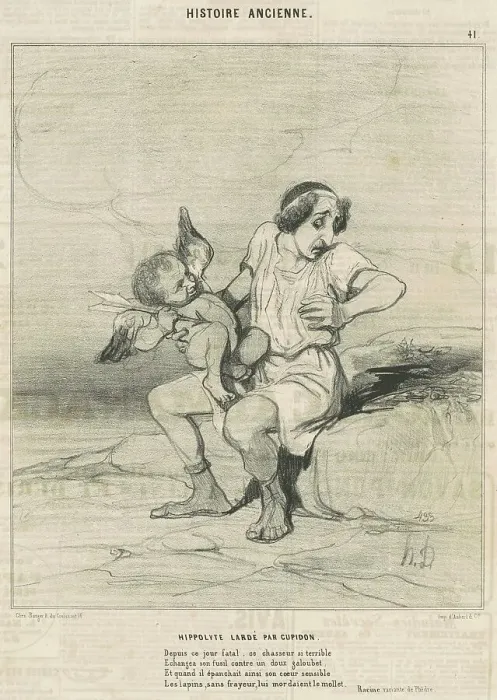 Framed Print : Hippolyte lardé par Cupidon, 19th century. Creator: Honore Daumier