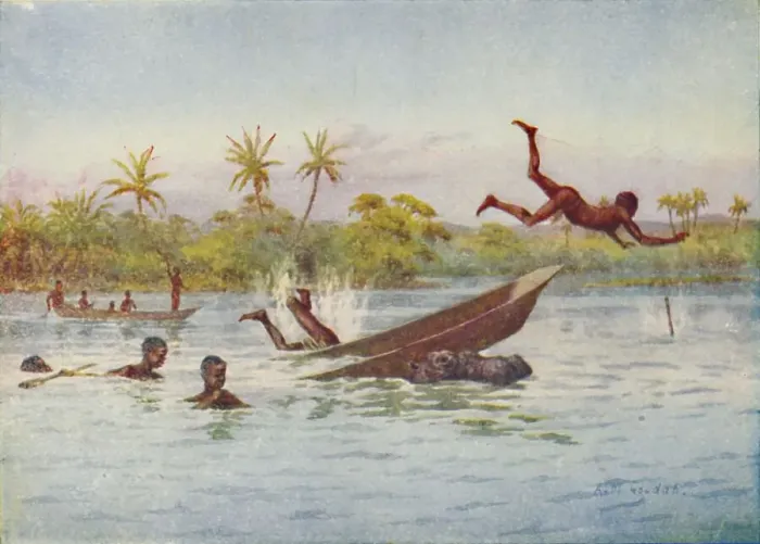 Framed Print : A Hippopotamus Hunt in Central Africa, 1924 Framed Print : A Hippopotamus Hunt in Central Africa, 1924