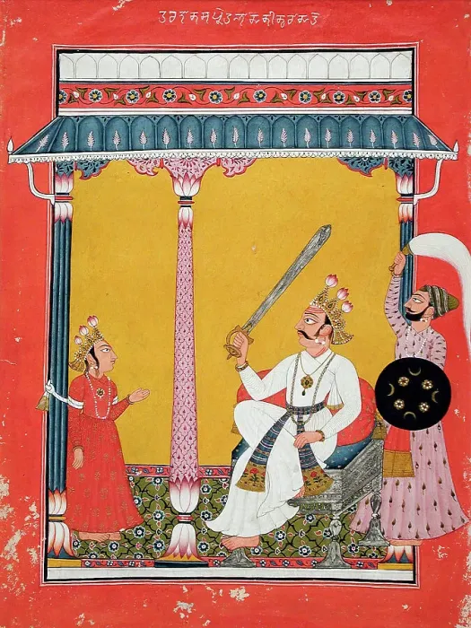 Framed Print : Hiranyakasipu About to Decapitate Prahlada, Folio from a Bhagavata Purana... c1725. Creator: Unknown