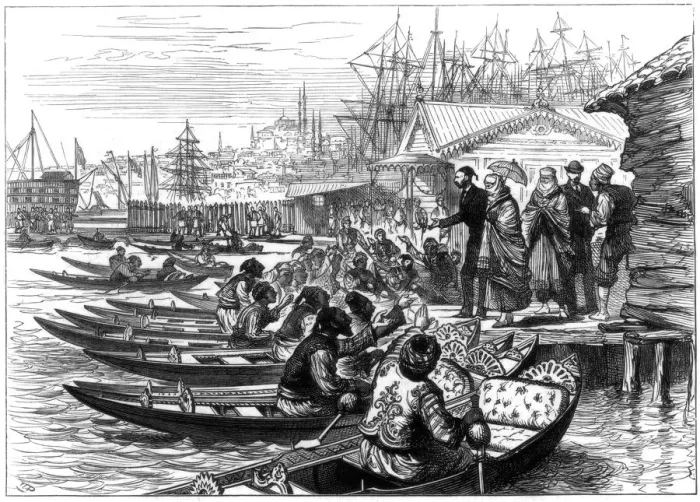 Framed Print : Hiring a Caique, Constantinople, 1877 Framed Print : Hiring a Caique, Constantinople, 1877