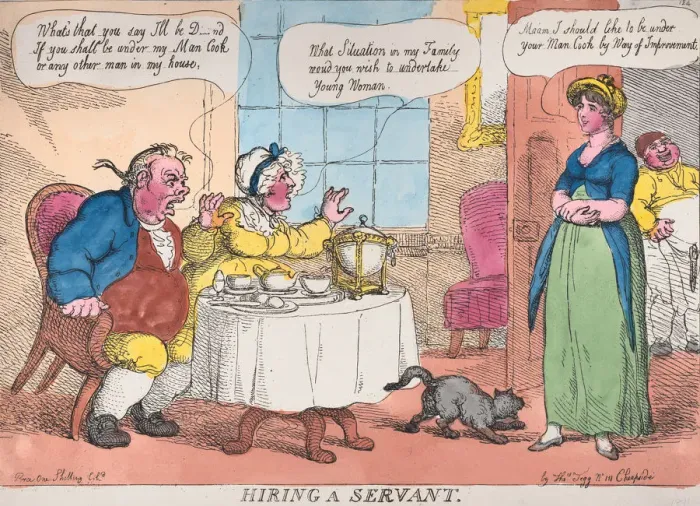 Framed Print : Hiring a Servant, 1811. 1811. Creator: Thomas Rowlandson Framed Print : Hiring a Servant, 1811. 1811. Creator: Thomas Rowlandson
