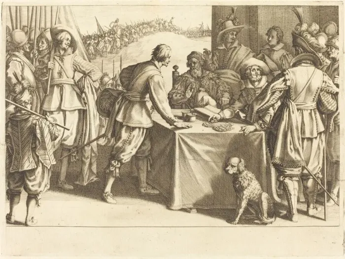 Framed Print : The Hiring of the Troops, c. 1614. Creator: Jacques Callot Framed Print : The Hiring of the Troops, c. 1614. Creator: Jacques Callot