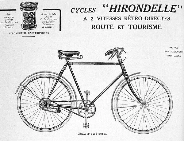 Hirondelle Saint Etienne, Bicycle Tourism Advertisement, 20th century