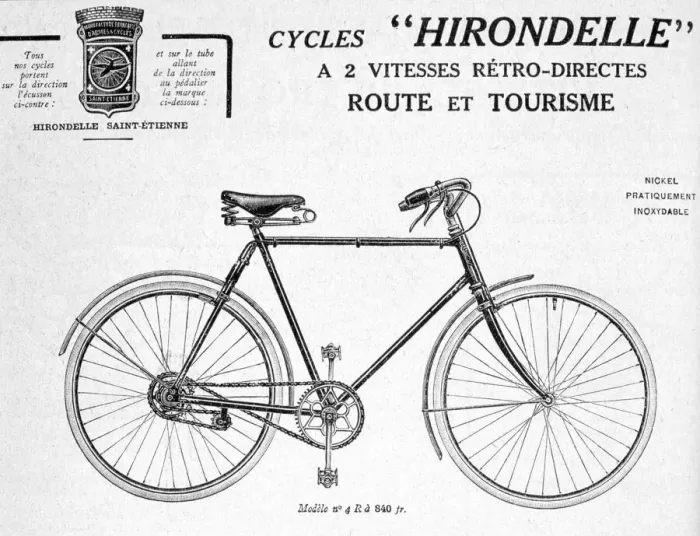 Framed Print : Hirondelle Saint Etienne, Bicycle Tourism Advertisement, 20th century Framed Print : Hirondelle Saint Etienne, Bicycle Tourism Advertisement, 20th century