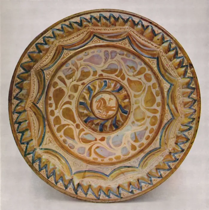 Framed Print : Hispano-Moresque Lustre Dish with Blue Fish-Scale Border. 15th Century, 1928 Framed Print : Hispano-Moresque Lustre Dish with Blue Fish-Scale Border. 15th Century, 1928