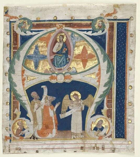 Historiated Initial (A) Excised from a Gradual: Christ in Majesty with King David