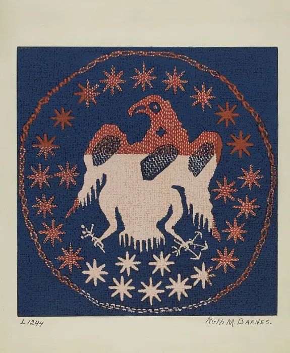 Framed Print : Historic Coverlet, c. 1936. Creator: Ruth M. Barnes Framed Print : Historic Coverlet, c. 1936. Creator: Ruth M. Barnes