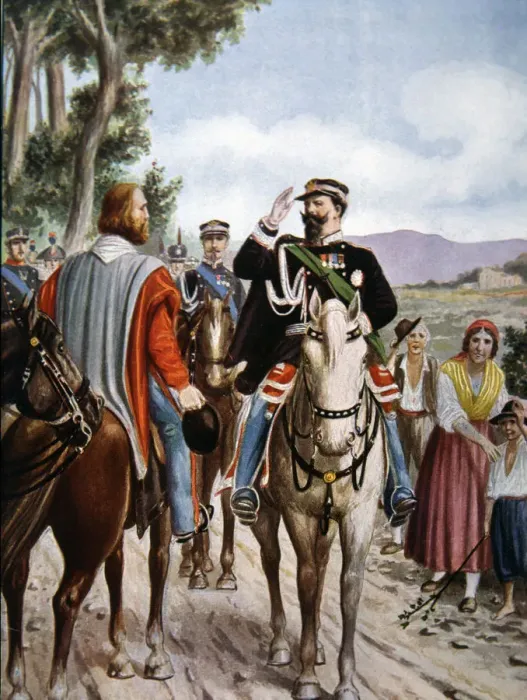 Framed Print : Historic meeting between G. Garibaldi and Victor Emmanuel II in Teano on October 26, 1860 Framed Print : Historic meeting between G. Garibaldi and Victor Emmanuel II in Teano on October 26, 1860