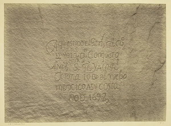 Historic Spanish Record of the Conquest, South Side of Inscription Rock... 1873. Creator: Tim O'Sullivan