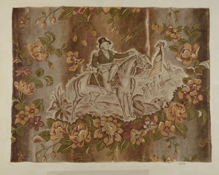 Framed Print : Historical Printed Textile, c. 1939. Creator: Esther Hansen