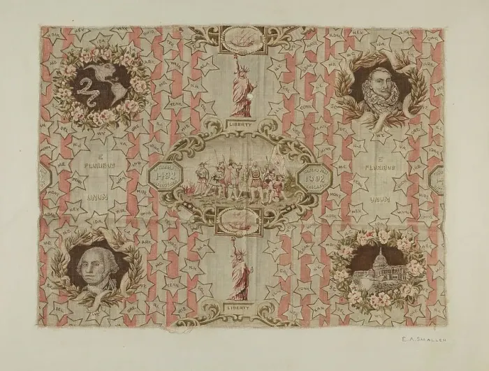 Framed Print : Historical Printed Textile, c. 1940. Creator: E.A. Smaller Framed Print : Historical Printed Textile, c. 1940. Creator: E.A. Smaller