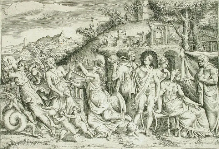 Framed Print : History of Jason and Medea, c1565. Creator: Giulio Bonasone Framed Print : History of Jason and Medea, c1565. Creator: Giulio Bonasone