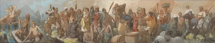 Framed Print : The History of Trade, 1898. Artist: Karasin, Nikolai Nikolayevich (1842-1908) Framed Print : The History of Trade, 1898. Artist: Karasin, Nikolai Nikolayevich (1842-1908)