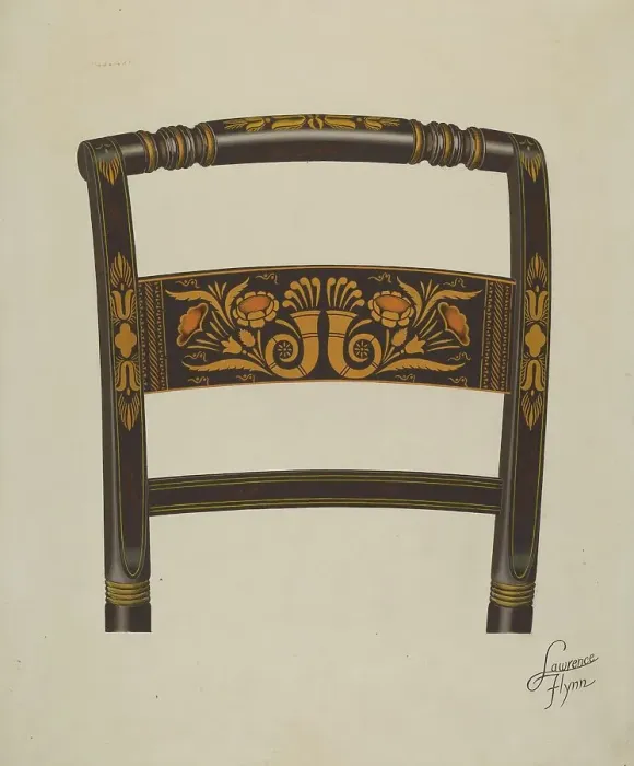 Framed Print : Back of Hitchcock Chair, c. 1936. Creator: Lawrence Flynn Framed Print : Back of Hitchcock Chair, c. 1936. Creator: Lawrence Flynn