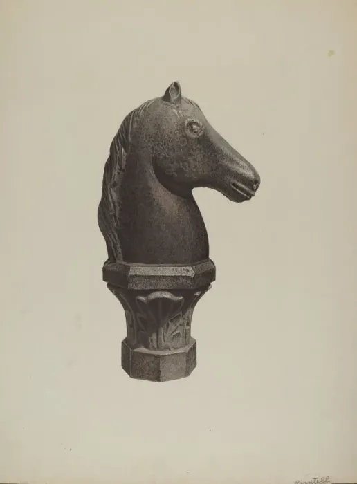 Framed Print : Hitching Post, 1935 / 1942. Creator: Michael Riccitelli Framed Print : Hitching Post, 1935 / 1942. Creator: Michael Riccitelli