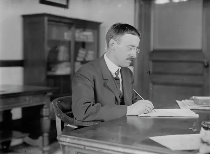 Framed Print : H.L. Stimson at desk writing, 1910. Creator: Bain News Service Framed Print : H.L. Stimson at desk writing, 1910. Creator: Bain News Service