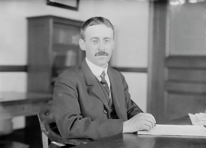 Framed Print : H.L. Stimson at desk writing, 1910. Creator: Bain News Service