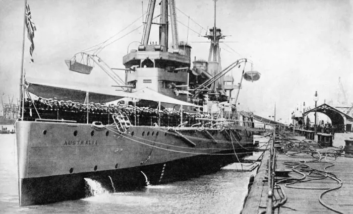 Framed Print : HMAS Australia, Indefatigable class battlecruiser, June 1913 (1936) Framed Print : HMAS Australia, Indefatigable class battlecruiser, June 1913 (1936)