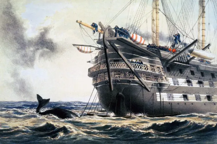 Framed Print : HMS Agamemnon laying the original Atlantic telegraph cable, 1857 (1866). Artist Framed Print : HMS Agamemnon laying the original Atlantic telegraph cable, 1857 (1866). Artist
