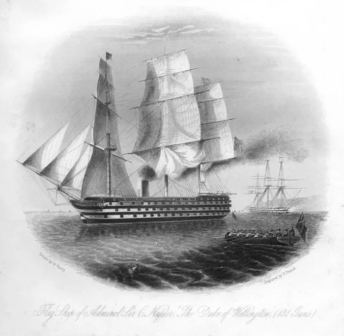 Framed Print : HMS Duke of Wellington, 1857. Artist: DJ Pound Framed Print : HMS Duke of Wellington, 1857. Artist: DJ Pound