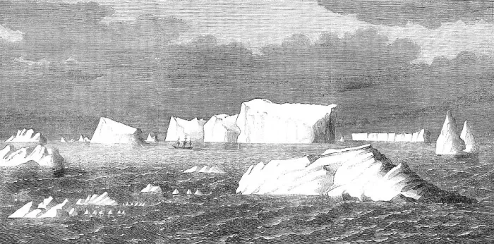 Framed Print : H.M.S. Himalaya among icebergs in the South Pacific, 1864. Creator: Unknown Framed Print : H.M.S. Himalaya among icebergs in the South Pacific, 1864. Creator: Unknown