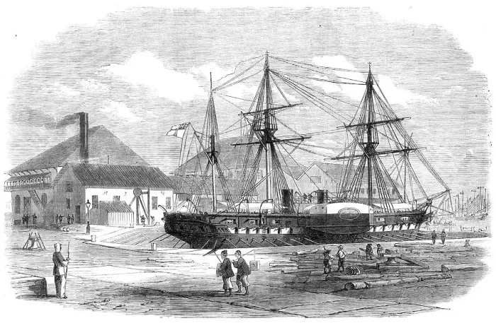 Framed Print : H.M.S. Leopard in dock at Shanghai, 1865. Creator: Unknown Framed Print : H.M.S. Leopard in dock at Shanghai, 1865. Creator: Unknown
