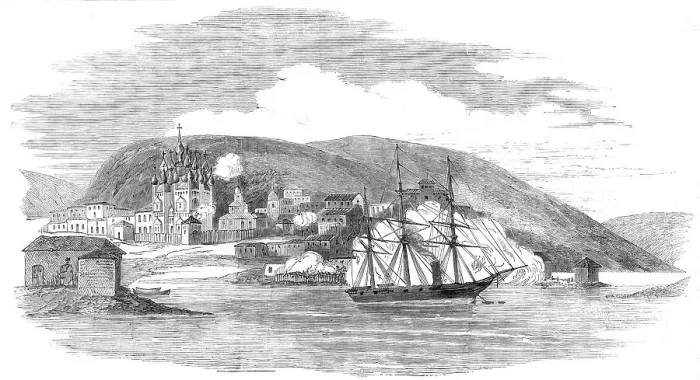 Framed Print : H.M.S. Miranda destroying the City of Kola, the Capital of Russian Lapland, 1854. Creator: Unknown. H.M.S. Miranda destroying the City of Kola, the Capital of Russian Lapland, 1854. Creator: Unknown Framed Print : H.M.S. Miranda destroying the City of Kola, the Capital of Russian Lapland, 1854. Creator: Unknown. H.M.S. Miranda destroying the City of Kola, the Capital of Russian Lapland, 1854. Creator: Unknown