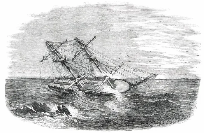 Framed Print : H.M.S. Sappho, on the Main Reef at Honduras, 1850. Creator: Unknown. H.M.S. Sappho, on the Main Reef at Honduras, 1850. Creator: Unknown Framed Print : H.M.S. Sappho, on the Main Reef at Honduras, 1850. Creator: Unknown. H.M.S. Sappho, on the Main Reef at Honduras, 1850. Creator: Unknown