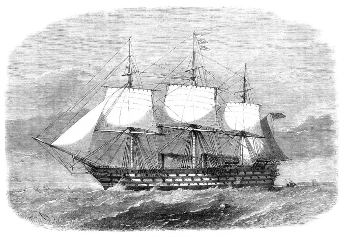 Framed Print : H.M.S. Victoria, 102 guns, the new flagship of the Mediterranean fleet, 1864. Creator: Smyth Framed Print : H.M.S. Victoria, 102 guns, the new flagship of the Mediterranean fleet, 1864. Creator: Smyth