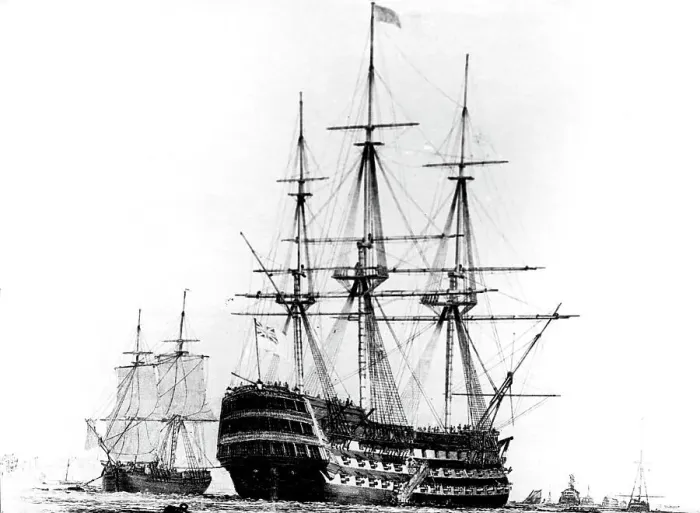 Framed Print : HMS Victory at Portsmouth, 19th century Framed Print : HMS Victory at Portsmouth, 19th century