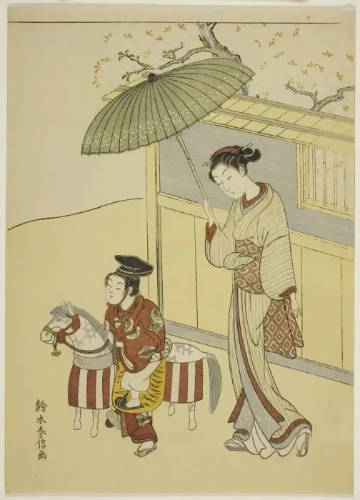 Framed Print : The Hobby Horse, c. 1767 / 68. Creator: Suzuki Harunobu Framed Print : The Hobby Horse, c. 1767 / 68. Creator: Suzuki Harunobu