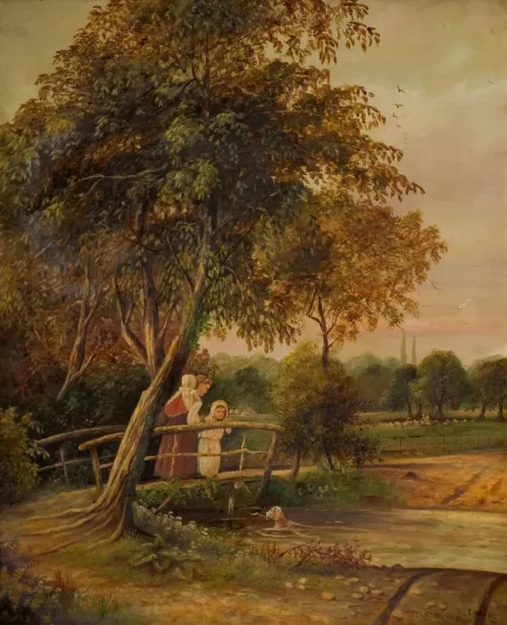 Framed Print : Hobmore Road Ford, 1860-1900. Creator: E Watts Framed Print : Hobmore Road Ford, 1860-1900. Creator: E Watts