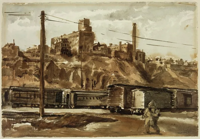Framed Print : In Hoboken, 1940. Creator: Reginald Marsh Framed Print : In Hoboken, 1940. Creator: Reginald Marsh
