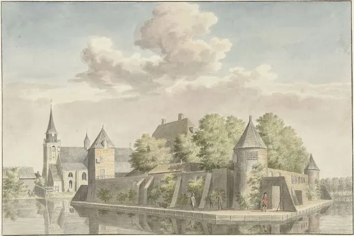 Framed Print : The Hof van Putten and the church of Geervliet, 1749-1757. Creator: Cornelis Pronk Framed Print : The Hof van Putten and the church of Geervliet, 1749-1757. Creator: Cornelis Pronk