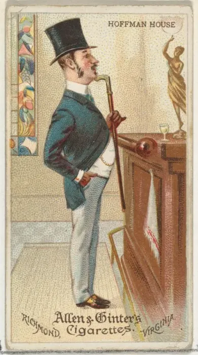 Framed Print : Hoffman House, from Worlds Dudes series (N31) for Allen & Ginter Cigarettes, 1888 Framed Print : Hoffman House, from Worlds Dudes series (N31) for Allen & Ginter Cigarettes, 1888