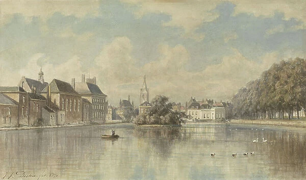 Hofvijver in The Hague, 1870. Creator: Johannes Josephus Destree