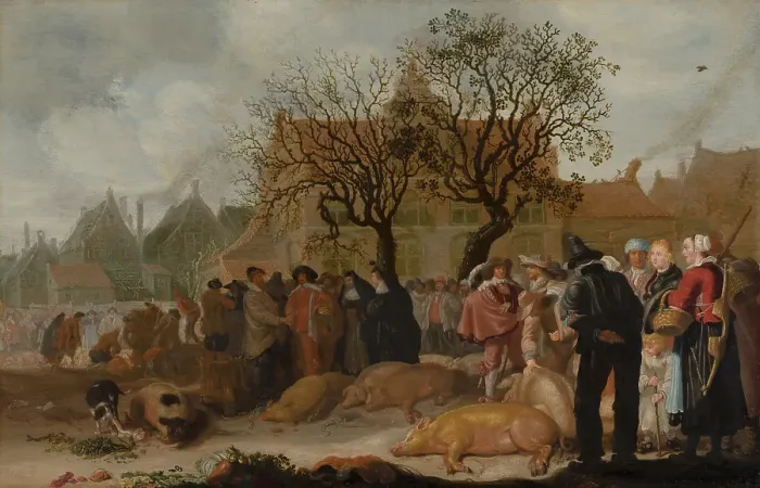 Framed Print : Hog Market. Creator: Sybrand van Beest Framed Print : Hog Market. Creator: Sybrand van Beest