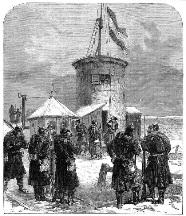 Framed Print : Hoisting the German flag on Mont Valerien, 1871. Creator: Unknown Framed Print : Hoisting the German flag on Mont Valerien, 1871. Creator: Unknown
